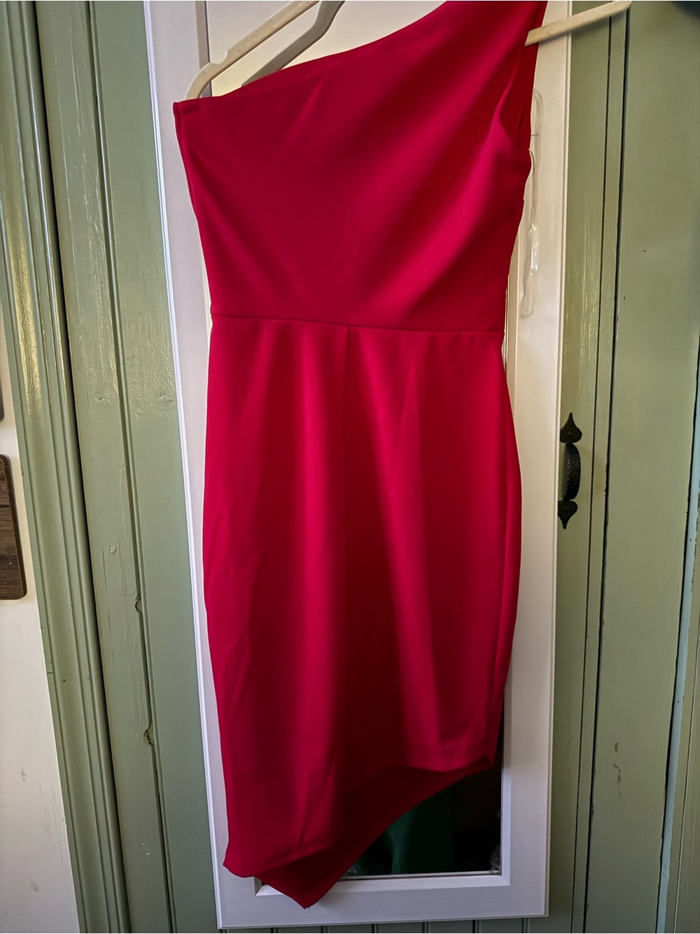 Brand New! Crystal Sky One-Shoulder Asymmetric Dress in Red
